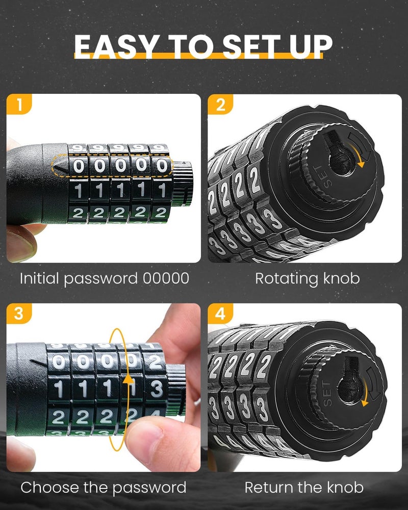 KEYSTP Bike Lock Cable with Combination,High Security 5-Digit Resettable Combination Bicycle Lock Anti-Theft, with Mounting Bracket for Bikes and Scooters - Image 5